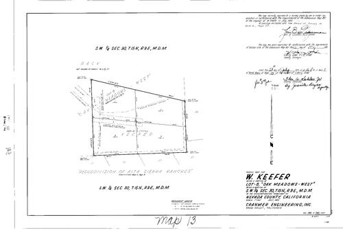 Click to see Parcel Map Book 1, pg. 13 (1970) of Nevada County Recorders Parcel Maps Book 1