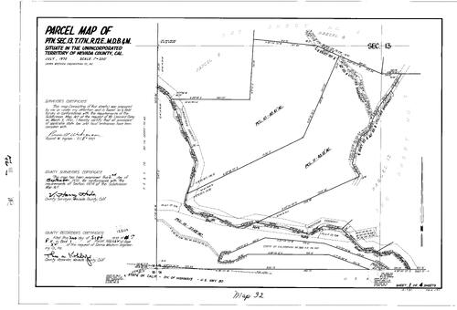 Click to see Parcel Map Book 1, pg. 32 (1970) of Nevada County Recorders Parcel Maps Book 1