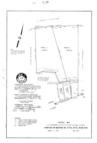 Click to see Parcel Map Book 1, pg. 34 (1970) of Nevada County Recorders Parcel Maps Book 1