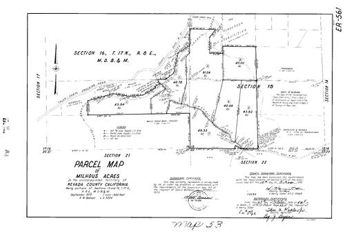 Click to see Parcel Map Book 1, pg. 53 (1970) of Nevada County Recorders Parcel Maps Book 1