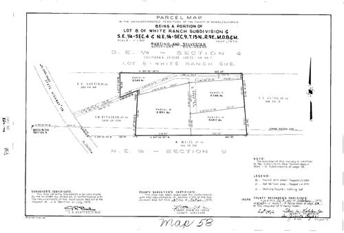 Click to see Parcel Map Book 1, pg. 58 (1970) of Nevada County Recorders Parcel Maps Book 1