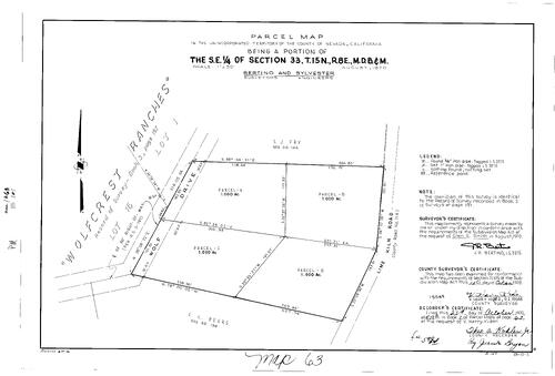 Click to see Parcel Map Book 1, pg. 63 (1970) of Nevada County Recorders Parcel Maps Book 1