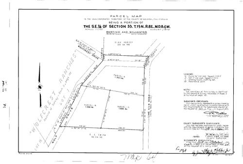 Click to see Parcel Map Book 1, pg. 64 (1970) of Nevada County Recorders Parcel Maps Book 1