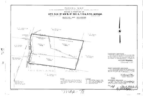 Click to see Parcel Map Book 1, pg. 78 (1970) of Nevada County Recorders Parcel Maps Book 1