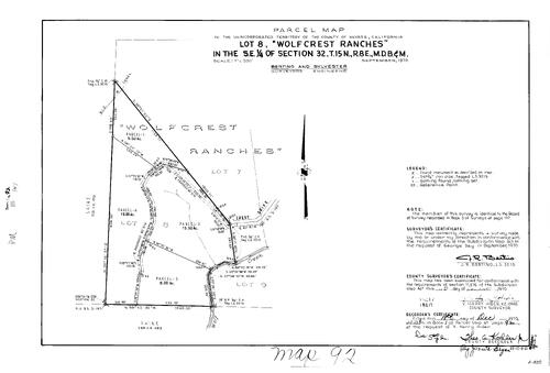 Click to see Parcel Map Book 1, pg. 92 (1970) of Nevada County Recorders Parcel Maps Book 1