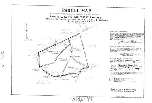 Click to see Parcel Map Book 1, pg. 97 (1970) of Nevada County Recorders Parcel Maps Book 1