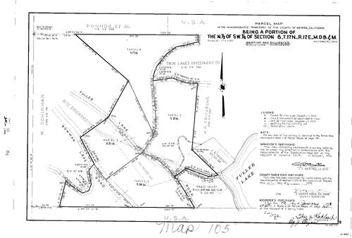 Click to see Parcel Map Book 1, pg. 105 (1971) of Nevada County Recorders Parcel Maps Book 1