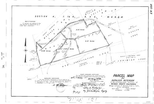 Click to see Parcel Map Book 1, pg. 121 (1971) of Nevada County Recorders Parcel Maps Book 1