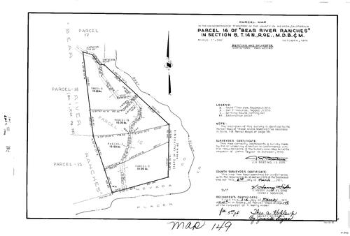 Click to see Parcel Map Book 1, pg. 149 (1971) of Nevada County Recorders Parcel Maps Book 1