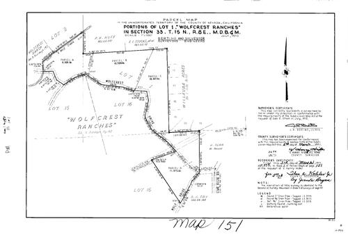 Click to see Parcel Map Book 1, pg. 151 (1971) of Nevada County Recorders Parcel Maps Book 1