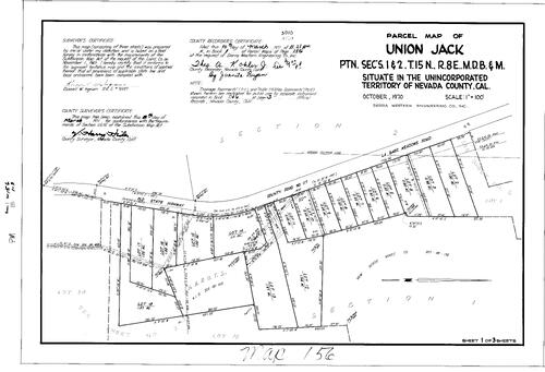 Click to see Parcel Map Book 1, pg. 156 (1971) of Nevada County Recorders Parcel Maps Book 1
