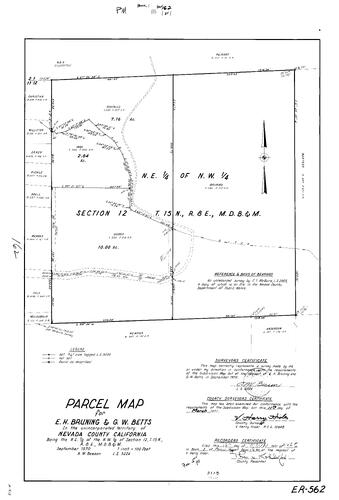 Click to see Parcel Map Book 1, pg. 162 (1971) of Nevada County Recorders Parcel Maps Book 1