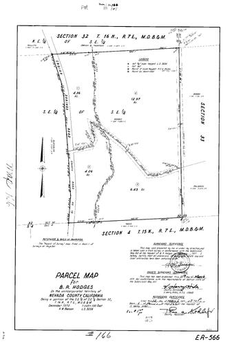 Click to see Parcel Map Book 1, pg. 166 (1971) of Nevada County Recorders Parcel Maps Book 1