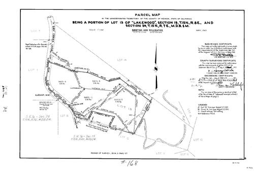 Click to see Parcel Map Book 1, pg. 168 (1971) of Nevada County Recorders Parcel Maps Book 1