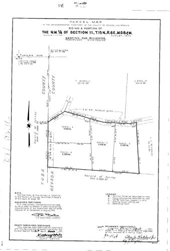 Click to see Parcel Map Book 1, pg. 182 (1971) of Nevada County Recorders Parcel Maps Book 1