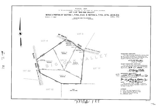Click to see Parcel Map Book 1, pg. 188 (1971) of Nevada County Recorders Parcel Maps Book 1