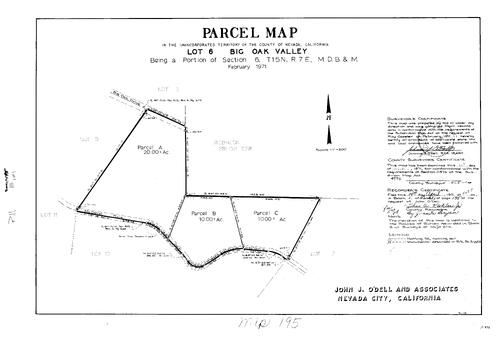Click to see Parcel Map Book 1, pg. 195 (1971) of Nevada County Recorders Parcel Maps Book 1