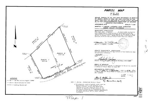 Click to see Parcel Map Book 10, pg. 1 (1975) of Nevada County Recorders Parcel Maps Book 10