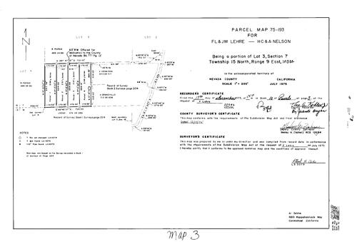 Click to see Parcel Map Book 10, pg. 3 (1975) of Nevada County Recorders Parcel Maps Book 10