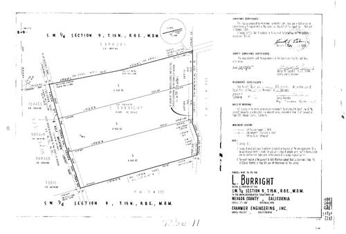 Click to see Parcel Map Book 10, pg. 11 (1975) of Nevada County Recorders Parcel Maps Book 10