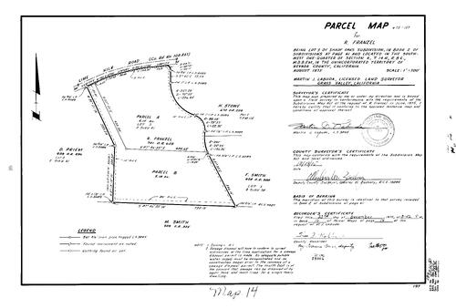 Click to see Parcel Map Book 10, pg. 14 (1975) of Nevada County Recorders Parcel Maps Book 10