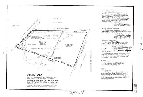Click to see Parcel Map Book 10, pg. 17 (1976) of Nevada County Recorders Parcel Maps Book 10