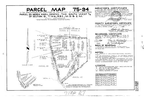Click to see Parcel Map Book 10, pg. 27 (1976) of Nevada County Recorders Parcel Maps Book 10