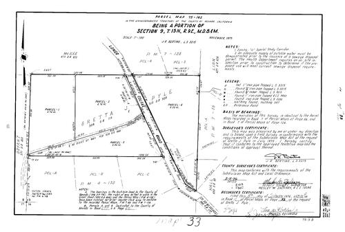 Click to see Parcel Map Book 10, pg. 33 (1976) of Nevada County Recorders Parcel Maps Book 10