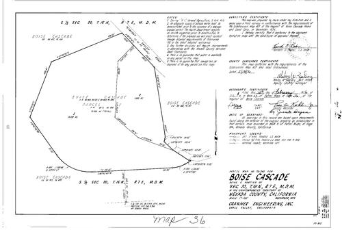 Click to see Parcel Map Book 10, pg. 36 (1976) of Nevada County Recorders Parcel Maps Book 10