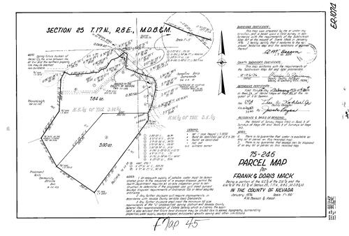 Click to see Parcel Map Book 10, pg. 45 (1976) of Nevada County Recorders Parcel Maps Book 10
