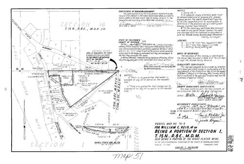 Click to see Parcel Map Book 10, pg. 51 (1976) of Nevada County Recorders Parcel Maps Book 10