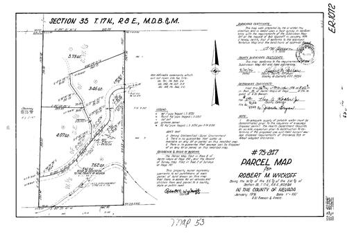 Click to see Parcel Map Book 10, pg. 53 (1976) of Nevada County Recorders Parcel Maps Book 10