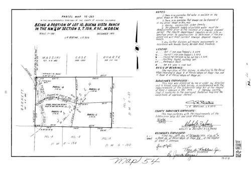 Click to see Parcel Map Book 10, pg. 54 (1976) of Nevada County Recorders Parcel Maps Book 10