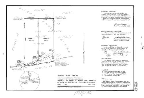 Click to see Parcel Map Book 10, pg. 56 (1976) of Nevada County Recorders Parcel Maps Book 10