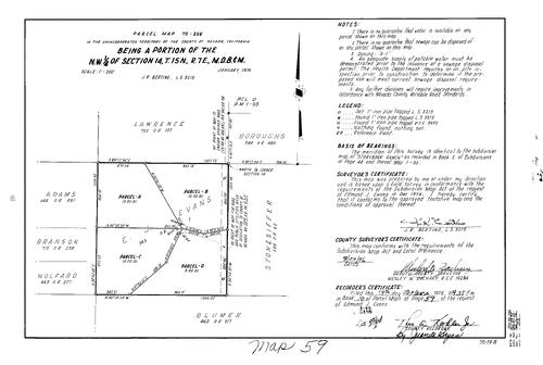 Click to see Parcel Map Book 10, pg. 59 (1976) of Nevada County Recorders Parcel Maps Book 10