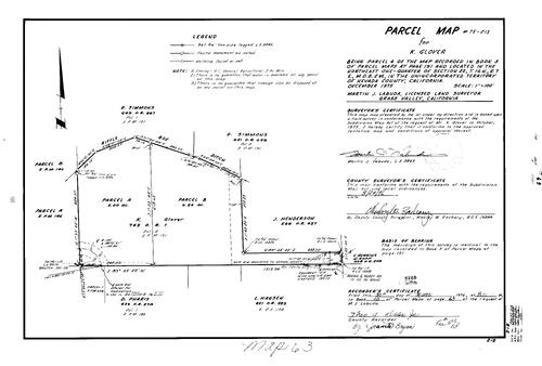 Click to see Parcel Map Book 10, pg. 63 (1976) of Nevada County Recorders Parcel Maps Book 10