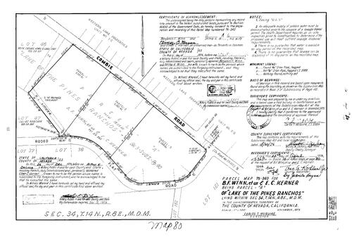 Click to see Parcel Map Book 10, pg. 80 (1976) of Nevada County Recorders Parcel Maps Book 10