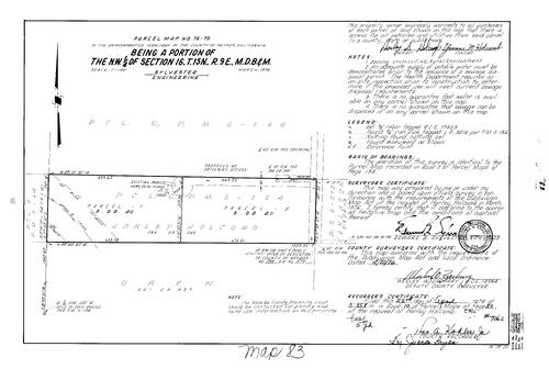 Click to see Parcel Map Book 10, pg. 83 (1976) of Nevada County Recorders Parcel Maps Book 10