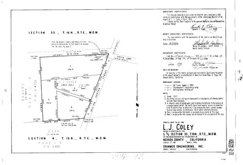 Click to see Parcel Map Book 10, pg. 92 (1976) of Nevada County Recorders Parcel Maps Book 10