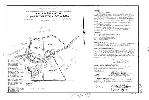 Click to see Parcel Map Book 10, pg. 98 (1976) of Nevada County Recorders Parcel Maps Book 10