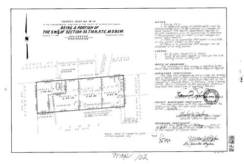 Click to see Parcel Map Book 10, pg. 102 (1976) of Nevada County Recorders Parcel Maps Book 10