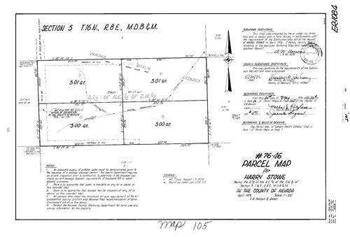 Click to see Parcel Map Book 10, pg. 105 (1976) of Nevada County Recorders Parcel Maps Book 10