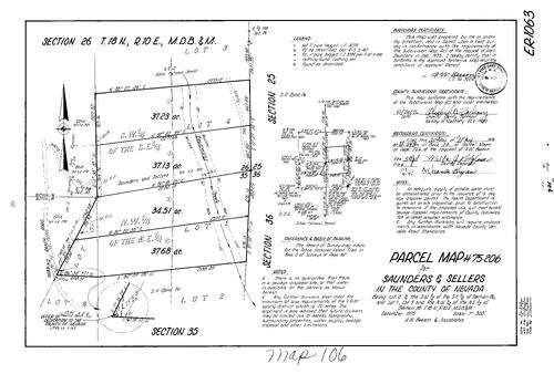 Click to see Parcel Map Book 10, pg. 106 (1976) of Nevada County Recorders Parcel Maps Book 10