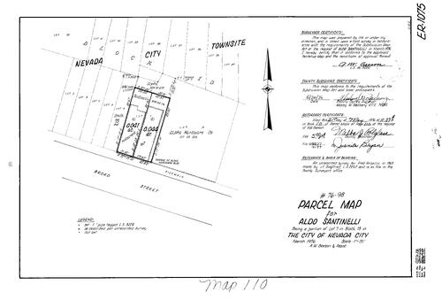 Click to see Parcel Map Book 10, pg. 110 (1976) of Nevada County Recorders Parcel Maps Book 10
