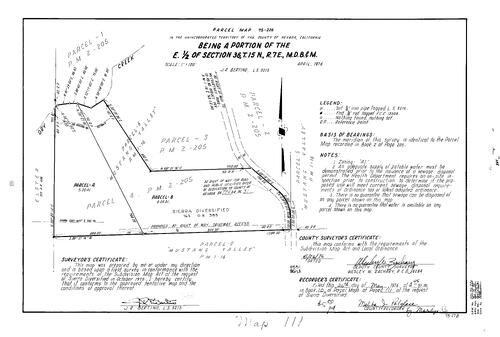 Click to see Parcel Map Book 10, pg. 111 (1976) of Nevada County Recorders Parcel Maps Book 10