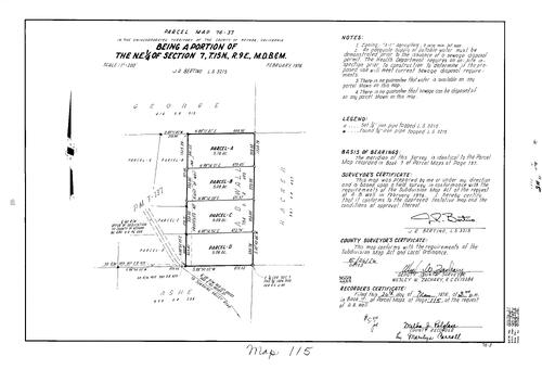 Click to see Parcel Map Book 10, pg. 115 (1976) of Nevada County Recorders Parcel Maps Book 10