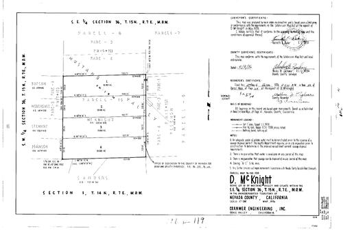 Click to see Parcel Map Book 10, pg. 119 (1976) of Nevada County Recorders Parcel Maps Book 10