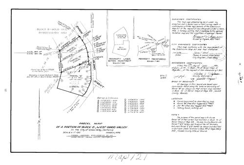 Click to see Parcel Map Book 10, pg. 121 (1976) of Nevada County Recorders Parcel Maps Book 10