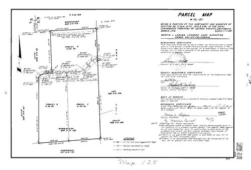 Click to see Parcel Map Book 10, pg. 125 (1976) of Nevada County Recorders Parcel Maps Book 10