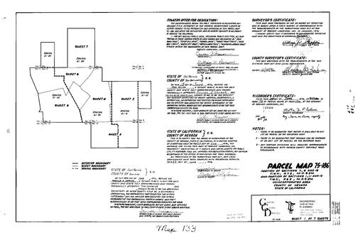 Click to see Parcel Map Book 10, pg. 133 (1976) of Nevada County Recorders Parcel Maps Book 10